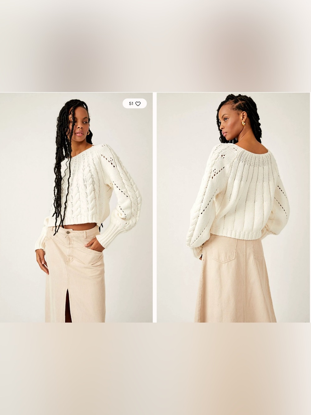 NWT Free People Sandra Cable Stitch Pullover Sweater - Picture 9 of 9